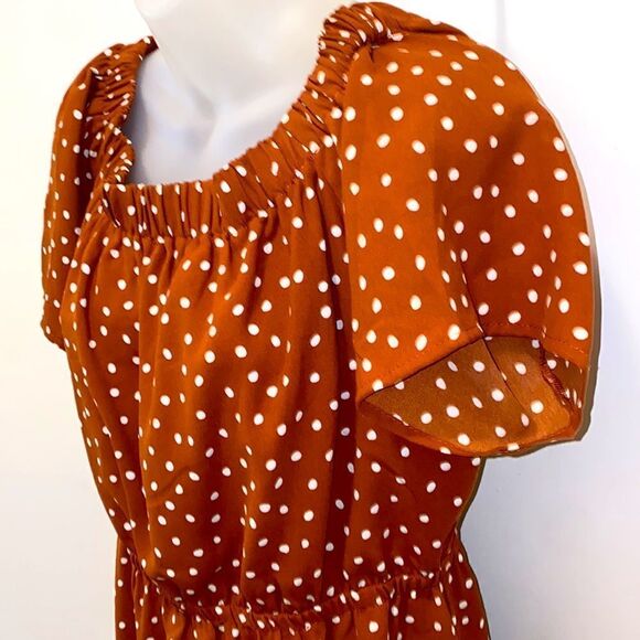 Lucca Couture Burnt Orange Polka Dot Maxi Dress size Large L - Picture 3 of 5